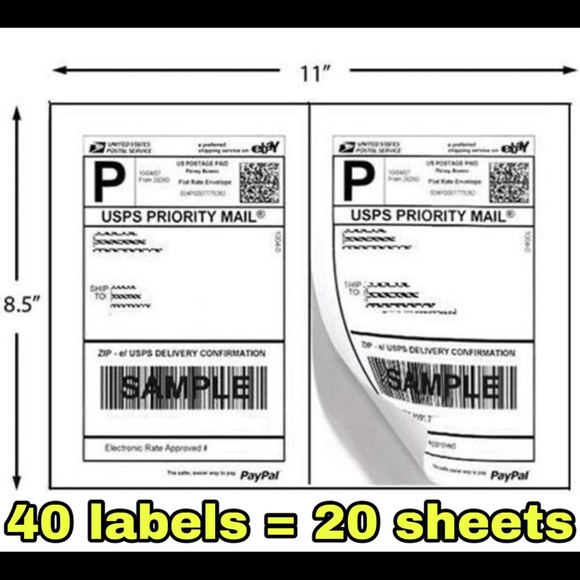 Other - 40 Shipping labels  20 sheets 2/labels per page